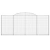vidaXL Gabionen mit Hochbogen 4 Stk. 300x30x120/140cm Verzinktes Eisen