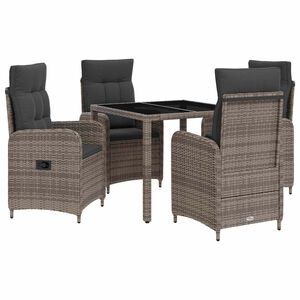 vidaXL Outdoortisch-Set 5 stk. Hellgrau und Dunkelgrau Poly-Rattan