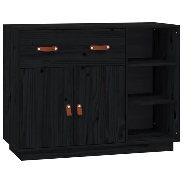 vidaXL Sideboard Schwarz 98,5x40x75 cm Massivholz Kiefer