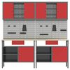 vidaXL Werkbank-Set mit Schubladen 8 pcs Rot 200 x 55 x 200 cm Stahl