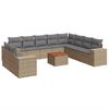 vidaXL 11-tlg. Garten-Sofagarnitur mit Kissen Beige Poly Rattan