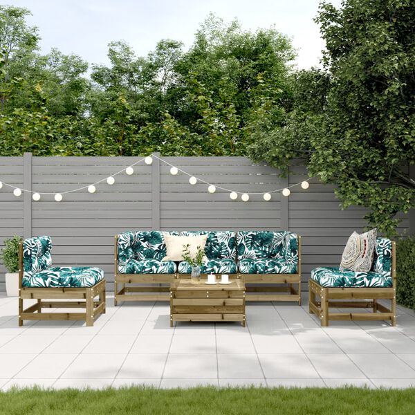 vidaXL 6-tlg. Garten-Lounge-Set mit Kissen Impr&auml;gniertes Kiefernholz