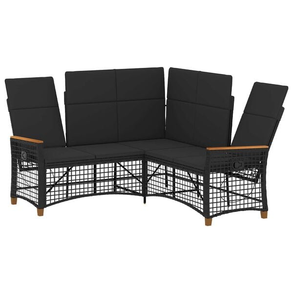 vidaXL Garten Liegesofa Set Schwarz 164 x 164 x 112 cm Poly-Rattan