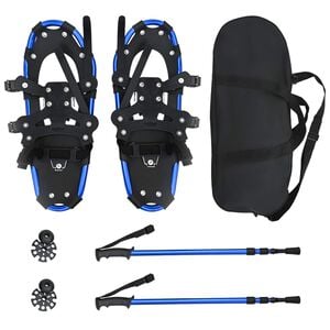vidaXL 3 in 1 Schneeschuhe mit Wanderst&ouml;cken Blau und Schwarz