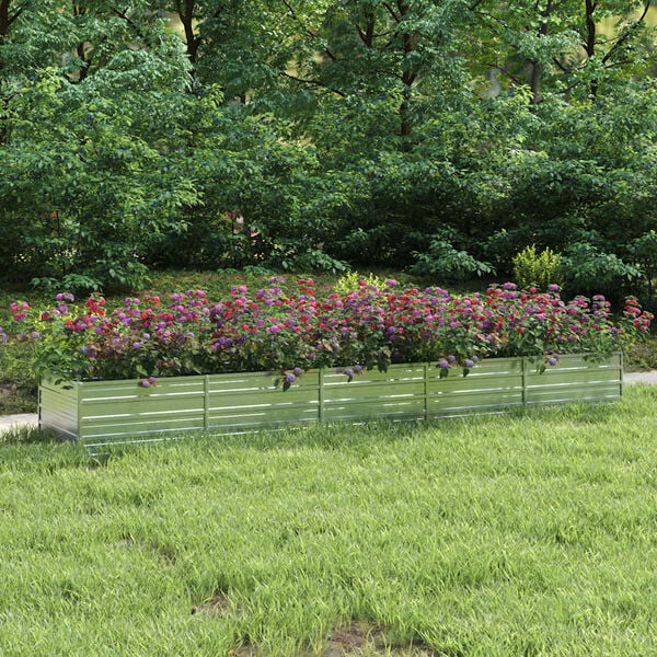 vidaXL Garten-Hochbeet 400x80x45 cm Verzinkter Stahl Silber