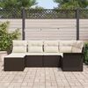 vidaXL Garten-Sofa-Set mit Kissen mit Speicher 6 pcs Braun Poly Rattan