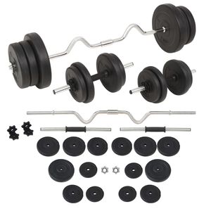 vidaXL Langhantel- und Kurzhantelset 60 kg
