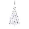 vidaXL K&uuml;nstlicher Halb-Weihnachtsbaum Beleuchtung Kugeln Wei&szlig; 150 cm