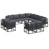 vidaXL Garten-Sofa-Set mit Kissen 11 pcs Schwarz Aluminium