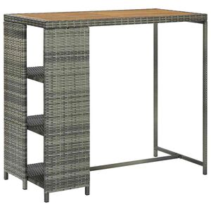 vidaXL Bartisch mit Regal Grau 120x60x110 cm Poly Rattan