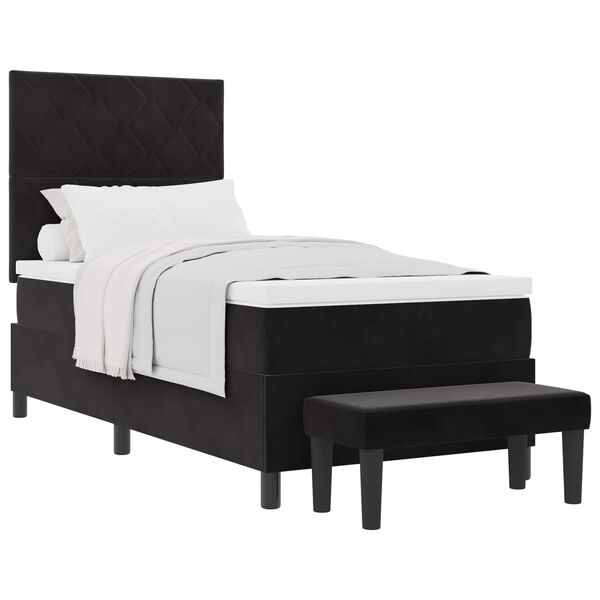 vidaXL Boxspringbett mit Matratze Schwarz 90 x 190 cm Samt