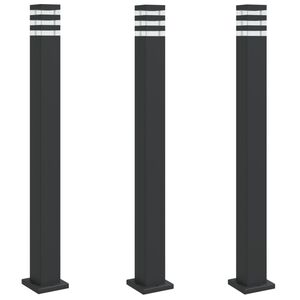 vidaXL Wegeleuchten 3 Stk. Schwarz 110 cm Aluminium