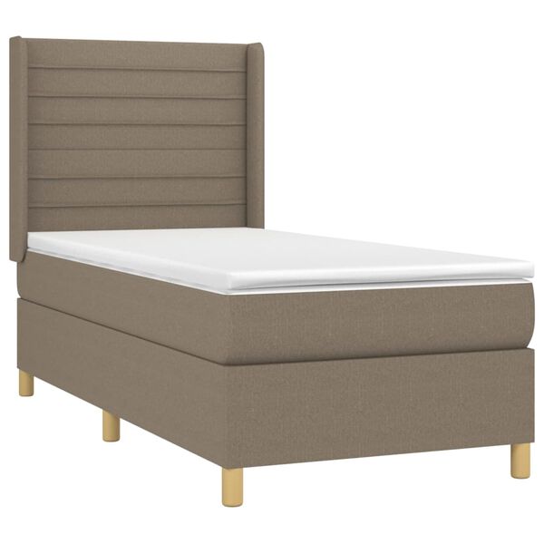 vidaXL Boxspringbett mit Matratze & LED Taupe 90x200 cm Stoff