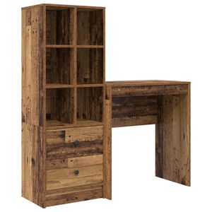 vidaXL Schreibtisch mit Schubladen mit Regal 2 pcs Altholz