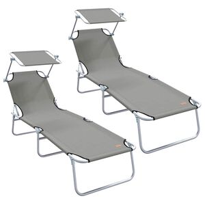 vidaXL Sonnenliege 2 stk. Polyester Grau