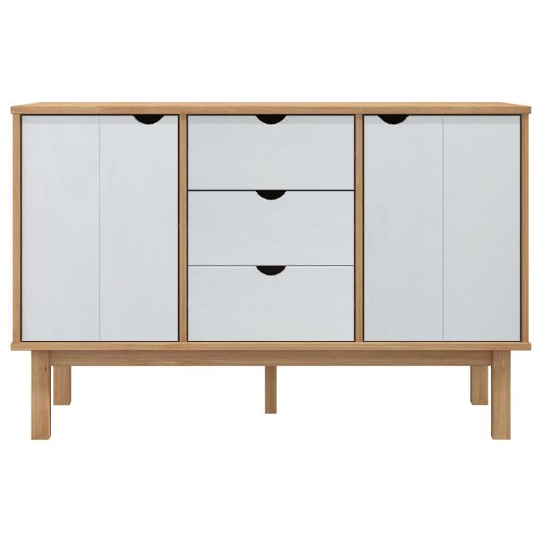 vidaXL Sideboard OTTA Braun&Weiß 113,5x43x73 cm Massivholz Kiefer