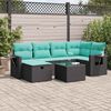 vidaXL 6-tlg. Garten-Sofagarnitur mit Kissen Schwarz Poly Rattan