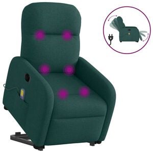 vidaXL Elektrischer Massagesessel mit Aufstehhilfe Dunkelgr&uuml;n Stoff