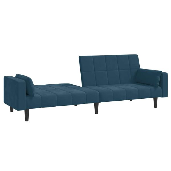 vidaXL Schlafsofa 2-Sitzer mit 2 Kissen Blau Samt