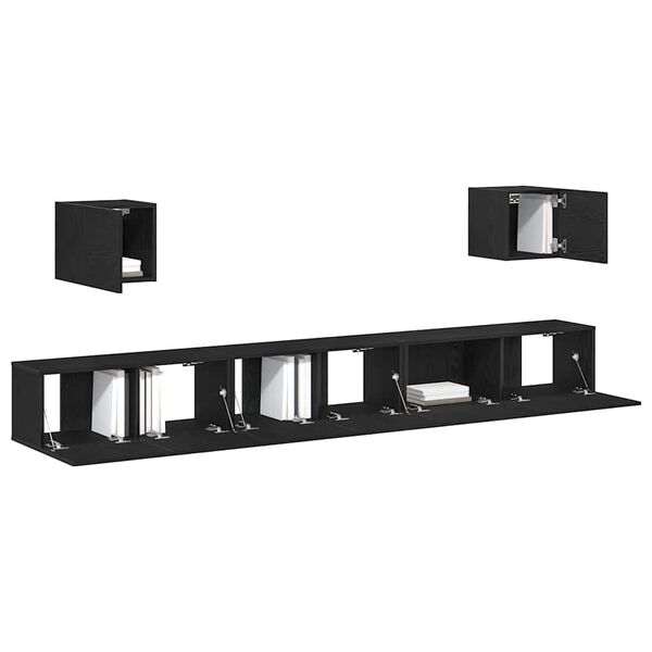 vidaXL TV-Schrankset 7 pcs Schwarz Eichen-Optik 100 x 30 x 30 cm