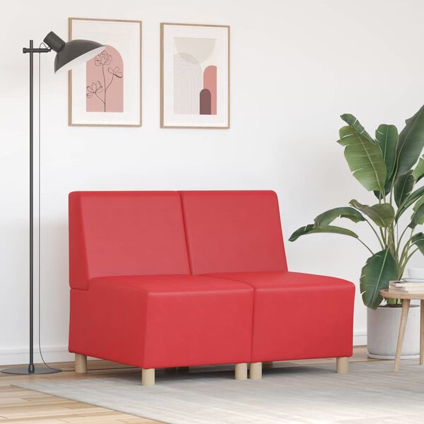 vidaXL Modulares Armfreies Sofa 2 pcs Rot 55 x 74 x 82 cm Kunstleder