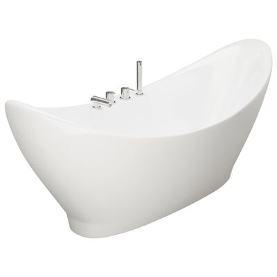 vidaXL Freistehende Badewanne mit Wasserhahn Weiß Acryl 183 L