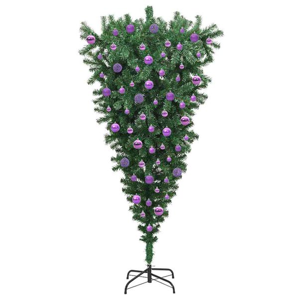 vidaXL Umgedrehter Kunst Weihnachtsbaum mit Kugelset Gr&uuml;n 180 cm PVC