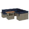 vidaXL Gartensofa-set 9 stk. Grau und Marineblau Poly-Rattan