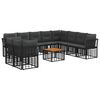 vidaXL Outdoor-Sofagarnitur 11 pcs Schwarz und Dunkelgrau Polyester