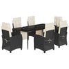 vidaXL 7-tlg. Garten-Essgruppe mit Kissen Schwarz Poly Rattan