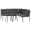 vidaXL Garten-Sofagarnitur mit Kissen Schwarz Stahl und Textilene