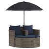 vidaXL Garten-Sofa mit Kissen 8 pcs Grau und Marineblau Poly-Rattan