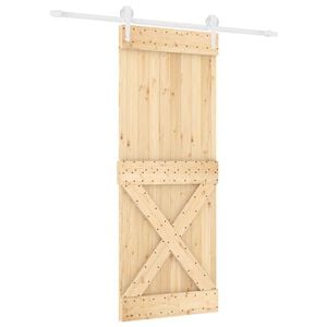 vidaXL Schiebet&uuml;r Nat&uuml;rlich und Wei&szlig; 80 x 210 cm Massivkiefer