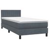 vidaXL Boxspringbett mit Matratze & LED Dunkelgrau 100x220 cm Samt