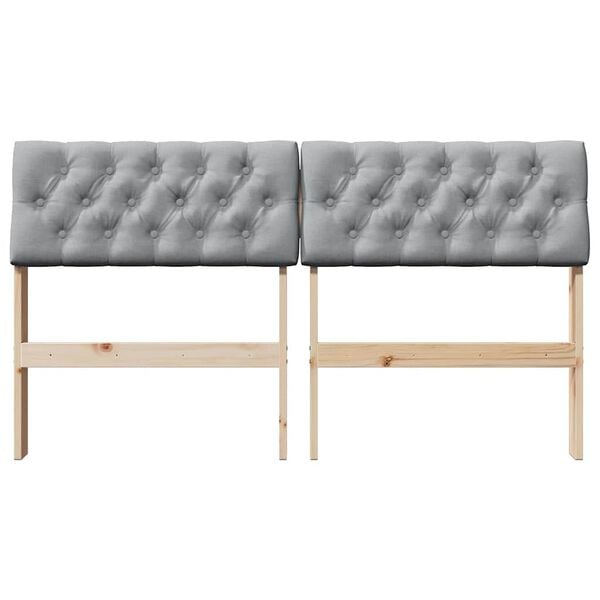 vidaXL Gepolstertes Kopfteil Hellgrau 150 cm Massives Kiefernholz