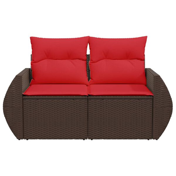 vidaXL Gartensofa mit Kissen 2-Sitzer Braun Poly Rattan