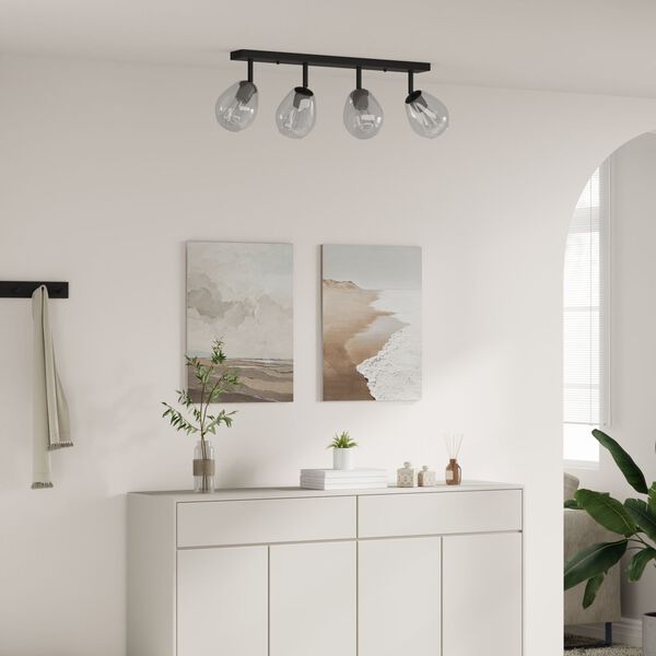 vidaXL Deckenstrahler Schwarz 70 x 13 x 26 cm Glas und Metall