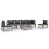 vidaXL 7-tlg. Garten-Lounge-Set mit Kissen Anthrazit Poly Rattan