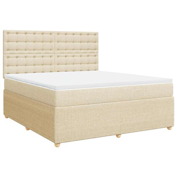 vidaXL Boxspringbett mit Matratze Creme 180x200 cm Stoff