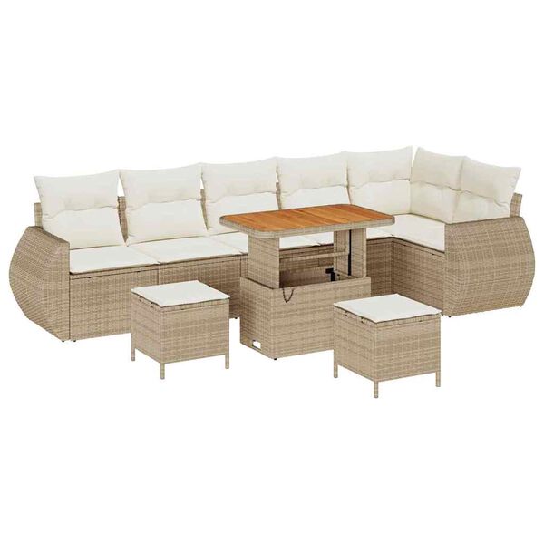 vidaXL Gartensofa-set 9 pcs Beige Poly-Rattan