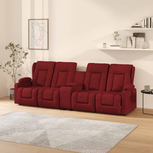 vidaXL 4-Sitzer Massagesessel mit Getränkehalter Weinrot Stoff