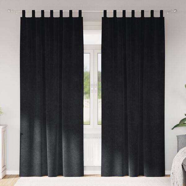 vidaXL Verdunkelungsvorh&auml;nge 2 pcs Schwarz 140 x 245 cm Samt