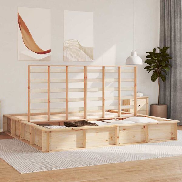 vidaXL Bettrahmen Braun 200 x 200 cm Massives Kiefernholz