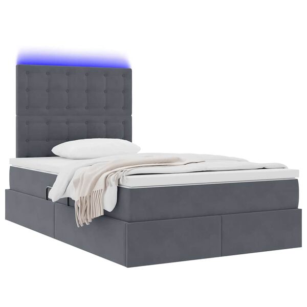 vidaXL Bett mit Stauraum und LED mit LED Dunkelgrau 120 x 200 cm Samt