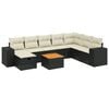 vidaXL 9-tlg. Garten-Sofagarnitur mit Kissen Schwarz Poly Rattan