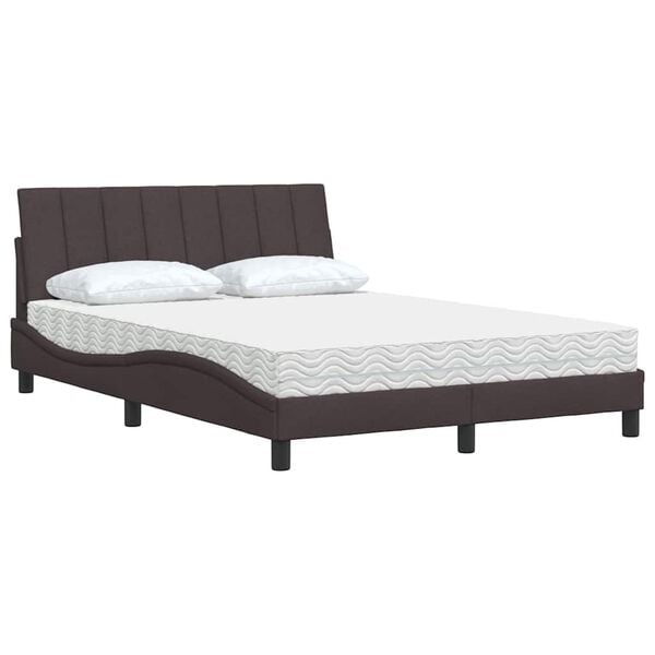 vidaXL Bett mit Matratze "Hanko" Dunkelbraun 140x190 cm Stoff