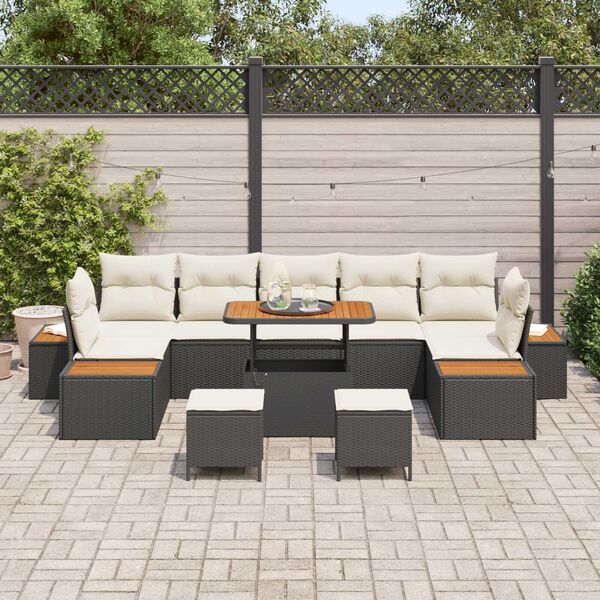 vidaXL Gartensofa-set 10 pcs Schwarz Poly-Rattan