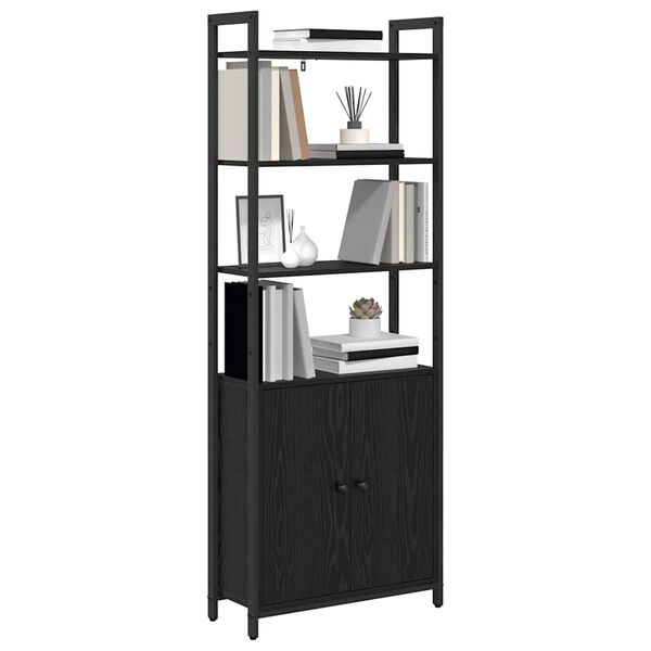 vidaXL B&uuml;cherregal Schwarz Eichen-Optik 60 x 24 x 161 cm Holzwerkstoff