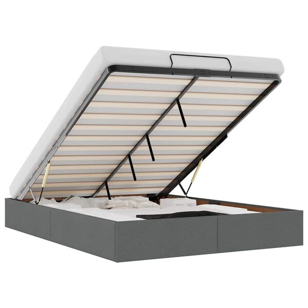 vidaXL Ottoman-Bett ohne Matratze Dunkelgrau 140x200 cm Stoff