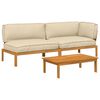 vidaXL Sofa Set mit Kissen Uni 3 pcs Beige Massivholz Akazie